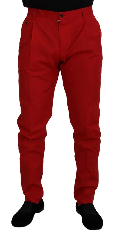 Dolce & Gabbana Elegant Slim Fit Crimson Men's Chinos