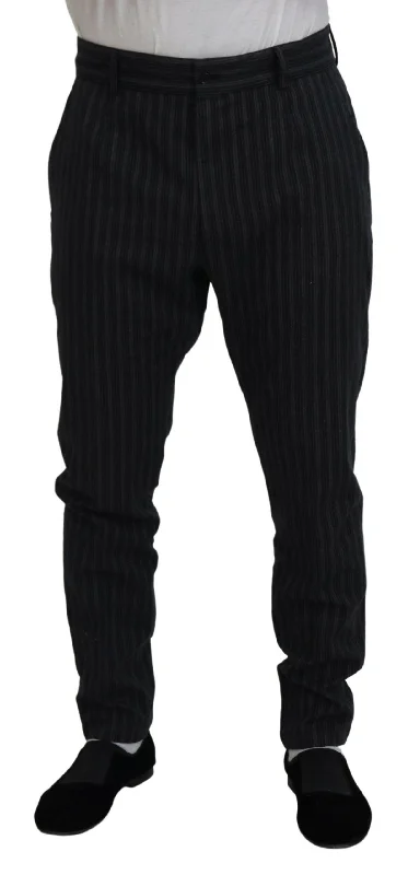 Dolce & Gabbana Elegant Striped Chino Dress Men's Pants