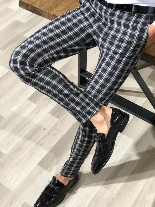 Ferrar Plaid Black Slim Pants