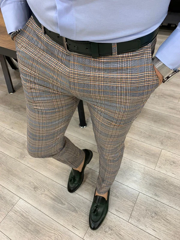 Ferrar Single Light Brown Plaid Pants