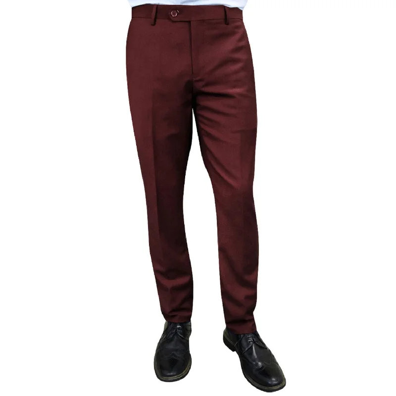 Stylara Collection: Burgundy Slim Fit Flat Front Pants