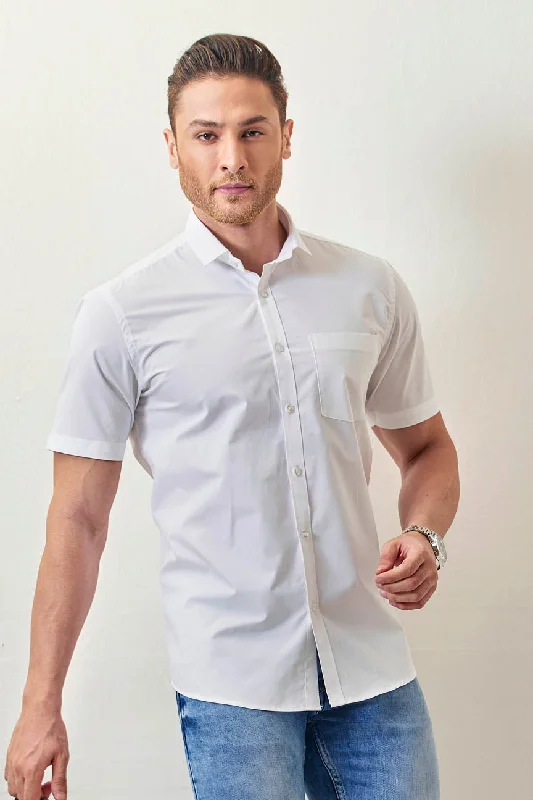 Pure White Solid - Half Sleeve - Stain Proof