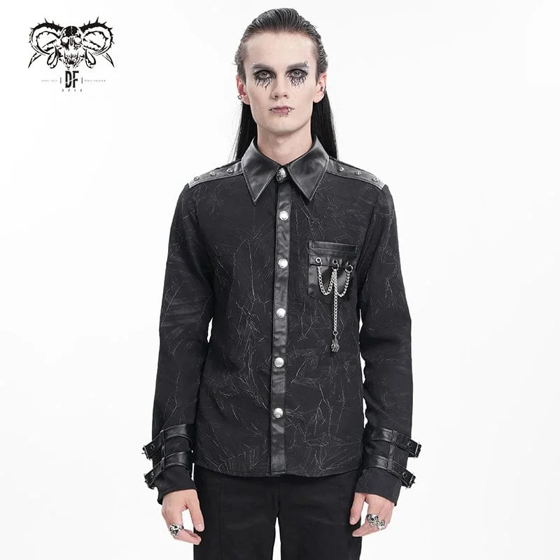 Men's  Gothic Chain Buckle-up Shirt