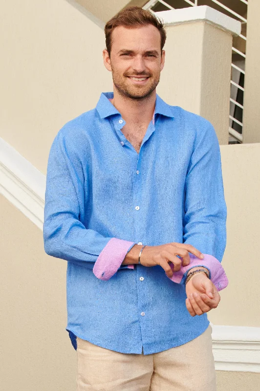 Men's Linen Shirt | Marina Blue