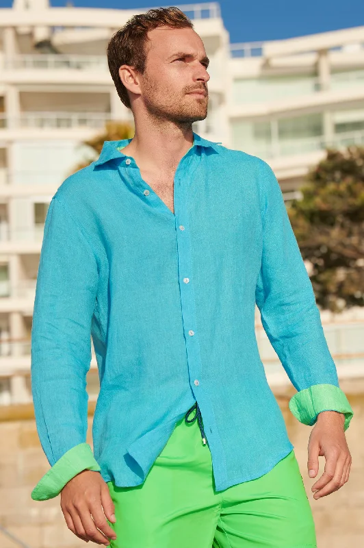 Men's Linen Shirt | Turquoise/Green