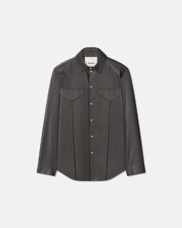 Olavi - Okobor™ Alt-Leather Shirt - Midnight Green