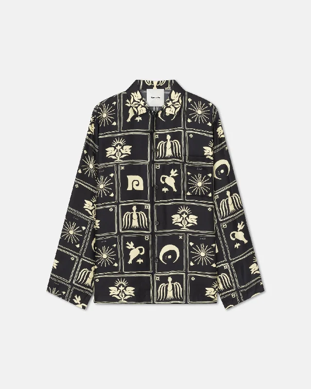 Jelmer - Printed Silk-Twill Shirt - Folk Art Black